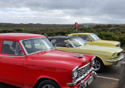 Old classic cars on Great Ocean road