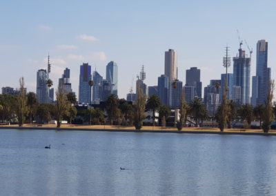 Melbourne city view over Albert Part Lake