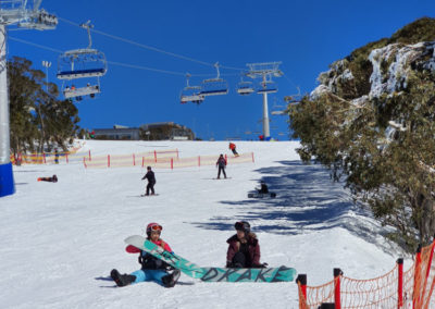 Snow boarding on sunny day Mt Buller