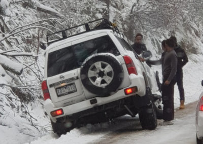 Car slid off road Mt Buller