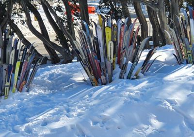 Plenty of Skis in the snow Mt Buller